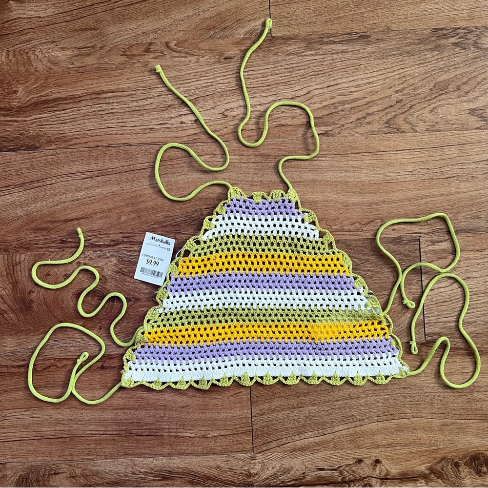 Zara multicolored crochet halter knit top size small
